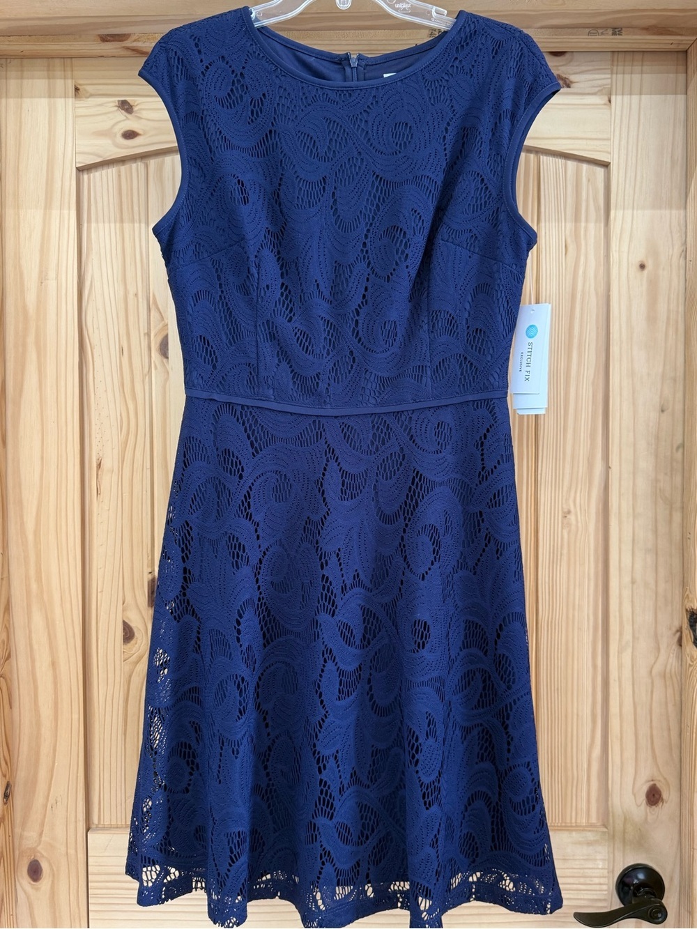 Wisp NWT Navy Lace Fit & Flare Knit Dress